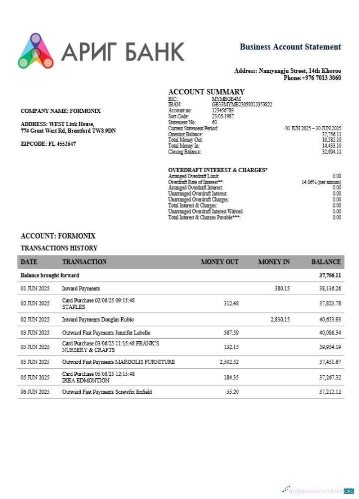 Download Arig firm account statement Word and PDF template (1) Photoshop template